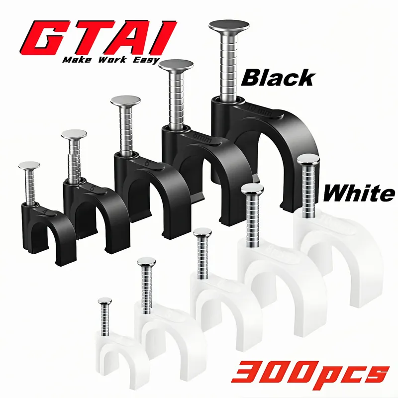 300 Stück Kabelklemmen zum Nageln in Kabelklemmen, 4–10 mm runde Ethernet-Kabel-Wandklemmen, Kabelstapler, Koaxialkabel-Clip, Lautsprecher-Draht-Clips