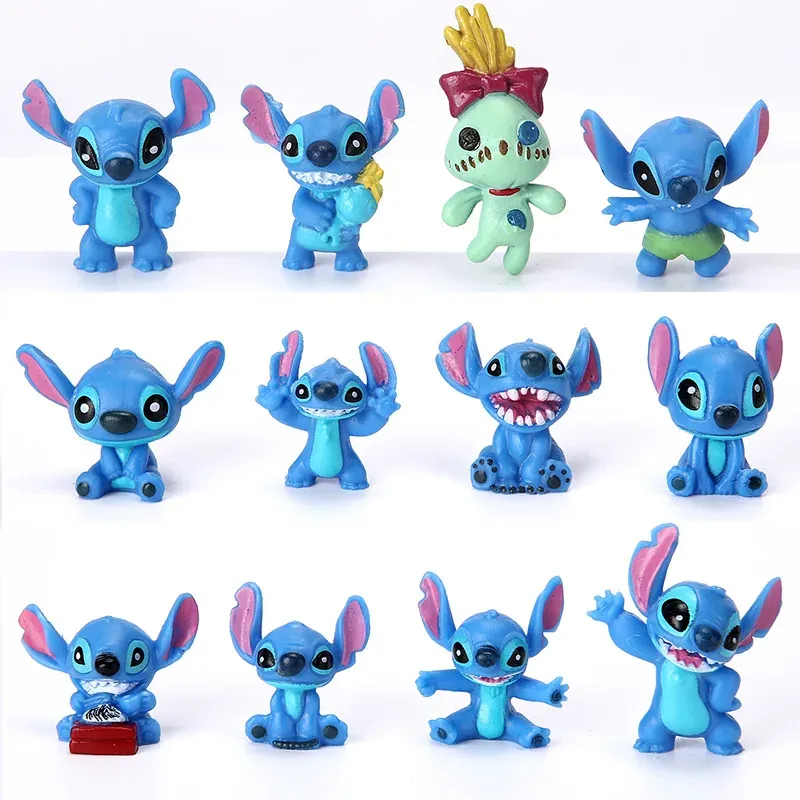12 Stücke MINI Stich Anime Figur Puppen Cartoon Lilo und Stitch Action-figuren Zum Sammeln Dekoration Modell Spielzeug Kinder Geschenk