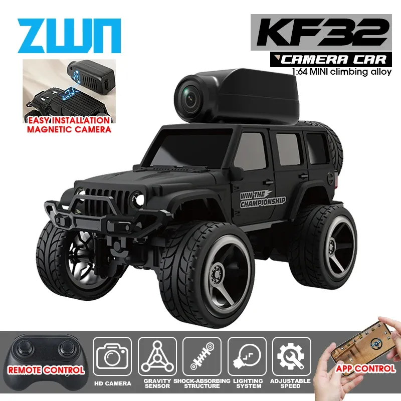 KF32 1:64 RC Mini Klettern Legierung Video Auto mit LED-Licht und HD Kamera Radio Fernbedienung Fahrzeug Spielzeug für Kinder Bestes Geschenk