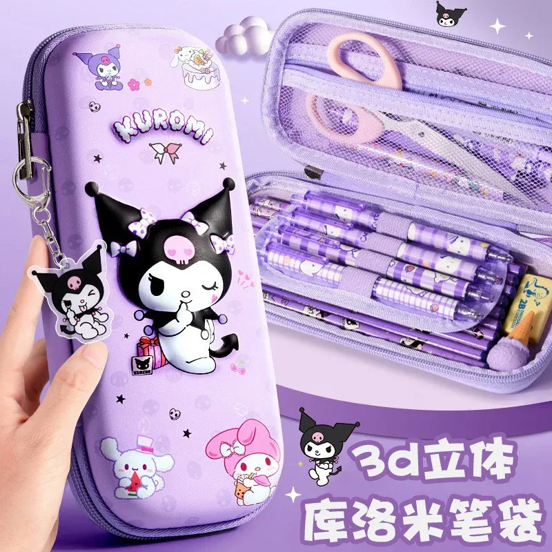 Sanrio 3D Kuromi Melody Cinnamoroll Federmäppchen Cartoon Große Kapazität Schreibwaren Tasche Federmäppchen für Studenten