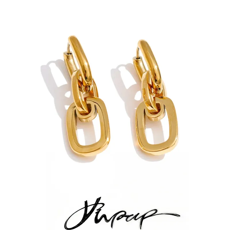 Yhpup Daily Creme-Ohrringe aus Edelstahl 316, rechteckig, für Damen, Statement, minimalistisch, hochwertiger Schmuck im Großhandel