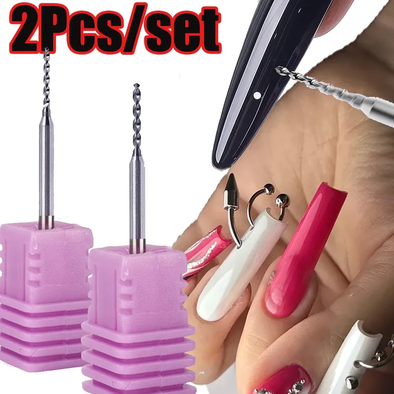 2 Teile/satz Professionelle Nagel Bohrer Pierce Bit 1-1,2mm Super-Schnelle Piercing Stahl Schleifen Kopf Nagel werkzeug DIY Punk Nagel Pierce Werkzeug