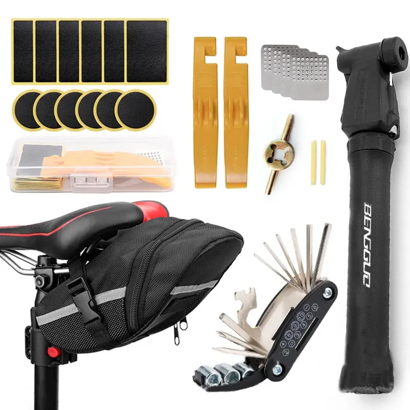 Tragbare Fahrrad Reparatur Tools Kit Fahrrad Reparatur Tools Kit Sattel Tasche Pumpe Reifen Patch Multifunktionale Schlüssel Werkzeug Set Zubehör