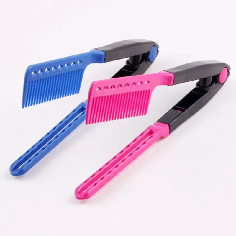 1 stücke Falten V Typ Haarglätter Pinsel DIY Frisur Werkzeug Friseur Kämme Natürliche Haar Styling Curling Kamm Haar