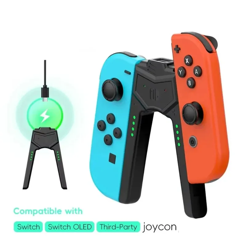 Ladegriff für Joycon Controller, Griffhalterung, Ladestation, kompatibel mit Switch/Lite/OLED-Konsolenzubehör