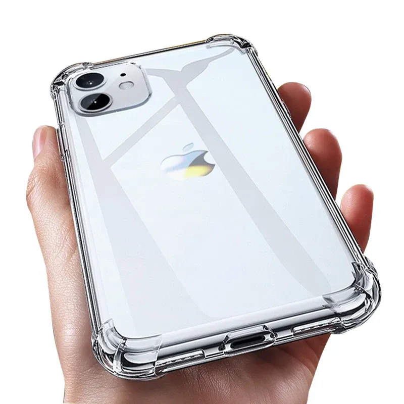 Luxuriöse, stoßfeste, klare Handyhülle für iPhone 17, 16, 15, 13, 12, 11, 14, Pro Max, Mini, XR, XS, 7 8 Plus, transparente Rückseite aus Silikon