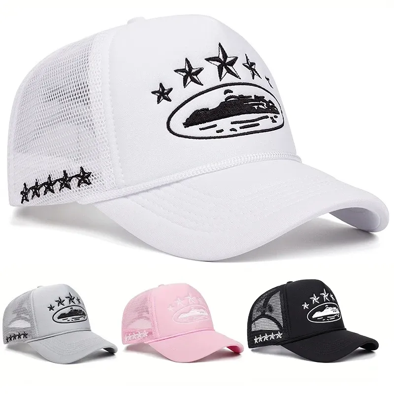 Mode Neue Unisex Druck Baseball Hüte Hip Hop Atmungsaktive Persönliche Sonnenschirm Mesh Vielseitig Straße Snapback Hüte Trucker Caps