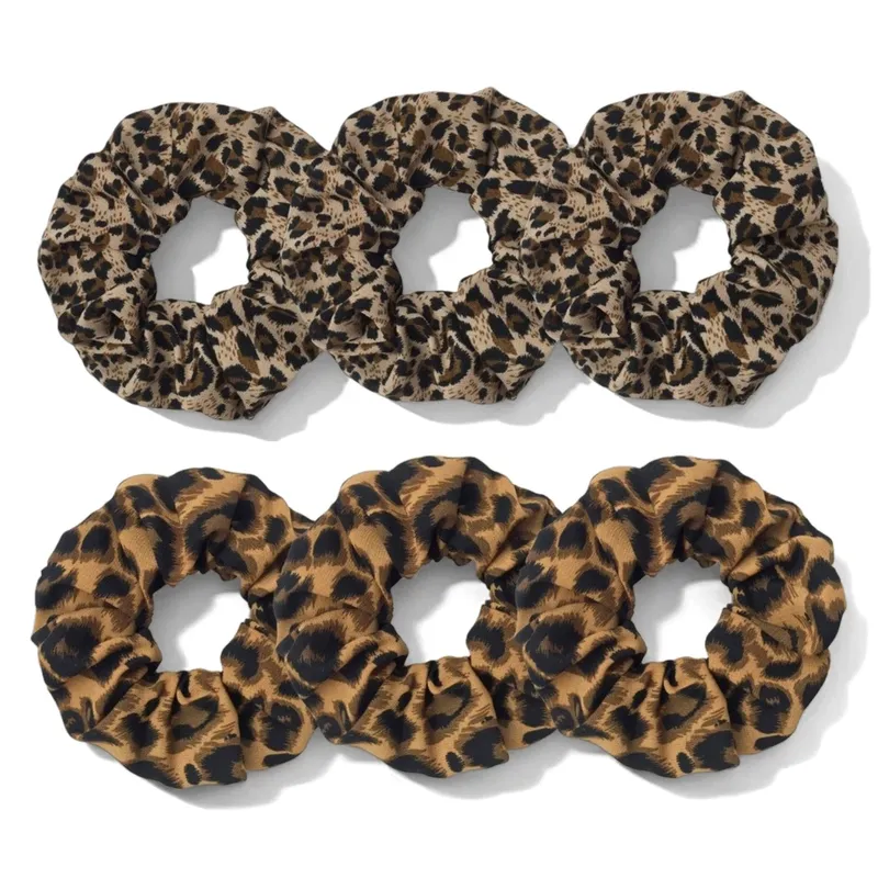 1/6 stücke Leopard Print Scrunchies Haar Krawatte Seil Elastische Band Pferdeschwanz Halter Frauen Zubehör Nette Party Mode Geschenk
