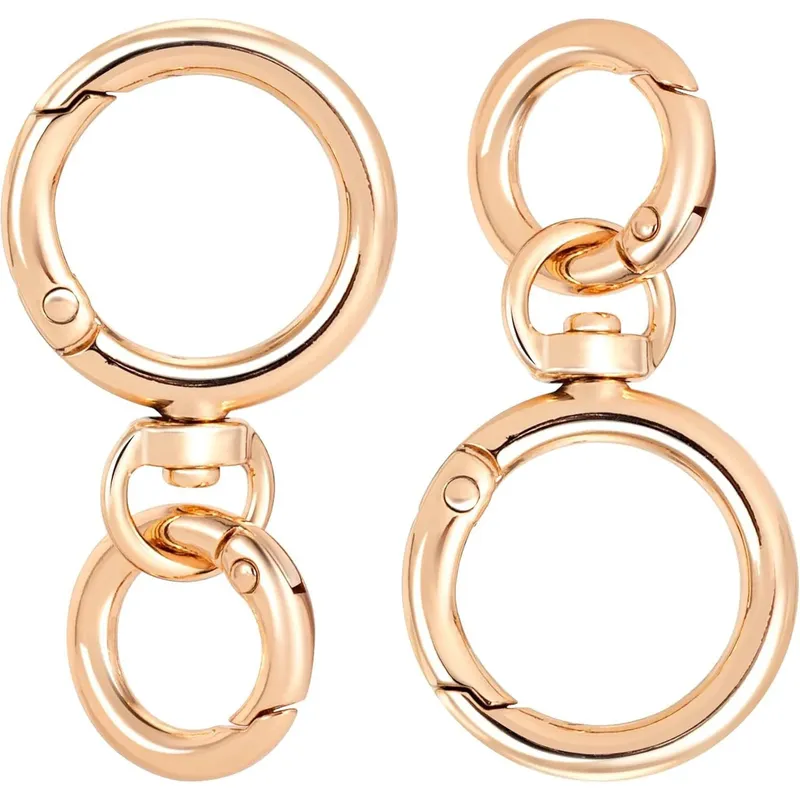 2/5/10 Sets Runde Federschnappkarabiner O-Ringe Drehbarer Auslösehaken Metallverschlüsse Schlüsselanhänger für Handtaschen Schlüsselbänder DIY-Bastelarbeiten