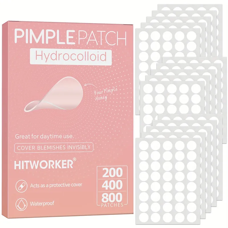 HITWORKER 800-teilige Akne-Pflaster |   Runde Aknepflaster mit Hydrokolloid |   Leistungsstarke Absorption von Akne-Sekretions, sanfte Reinigung