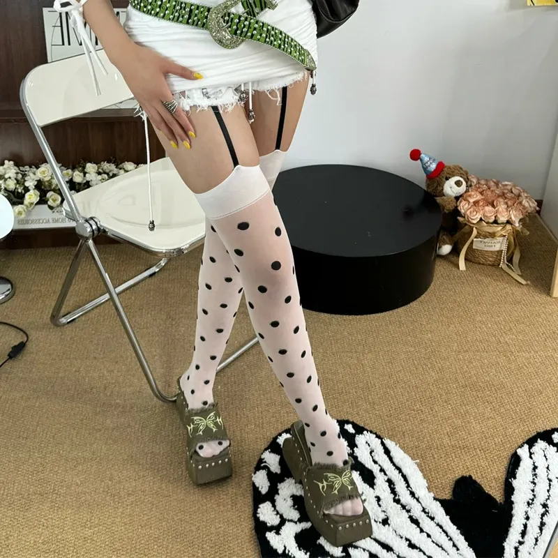 Dot Oberschenkel Hohe Strümpfe Damen Y2K Mädchen Hosenträger Lange Über Knie Socken Cosplay Lolita Harajuku Oberschenkel Hohe Sexy Strumpfhosen