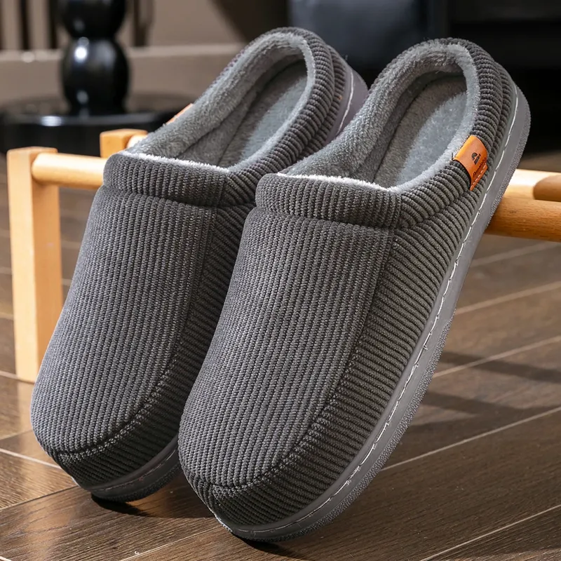 Warme Winter-Hausschuhe für Herren, Memory-Schaum, rutschfeste Hausschuhe, weich, für den Innenbereich, bequem, Designer-TPR-Sohle aus Cord