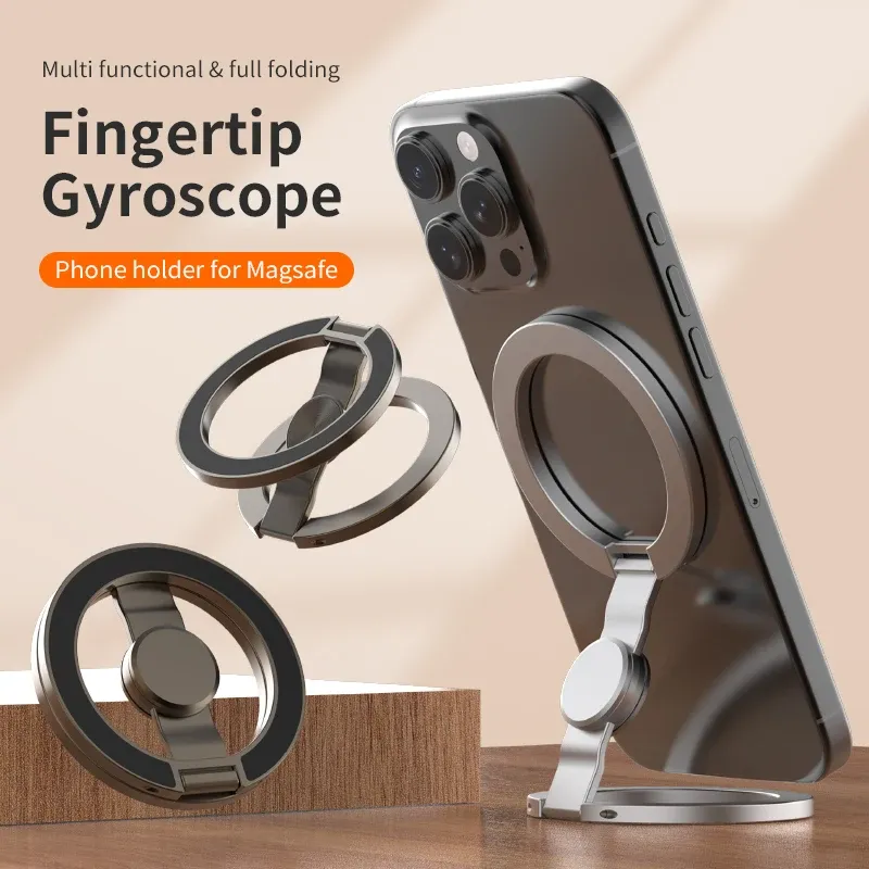 2025 Doppelseitiger MagSafe-Telefonhalter für iPhone 14/15/16, faltbar 360° °   Drehbarer Ständer mit starkem Magnet und Fingergriffunterstützung