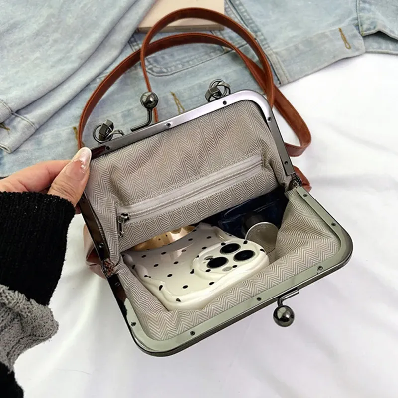 Vintage-Stil Damen Handtasche Braun Vielseitige Designer Umhängetasche PU Leder Damen Shell Geldbörsen Umhängetaschen