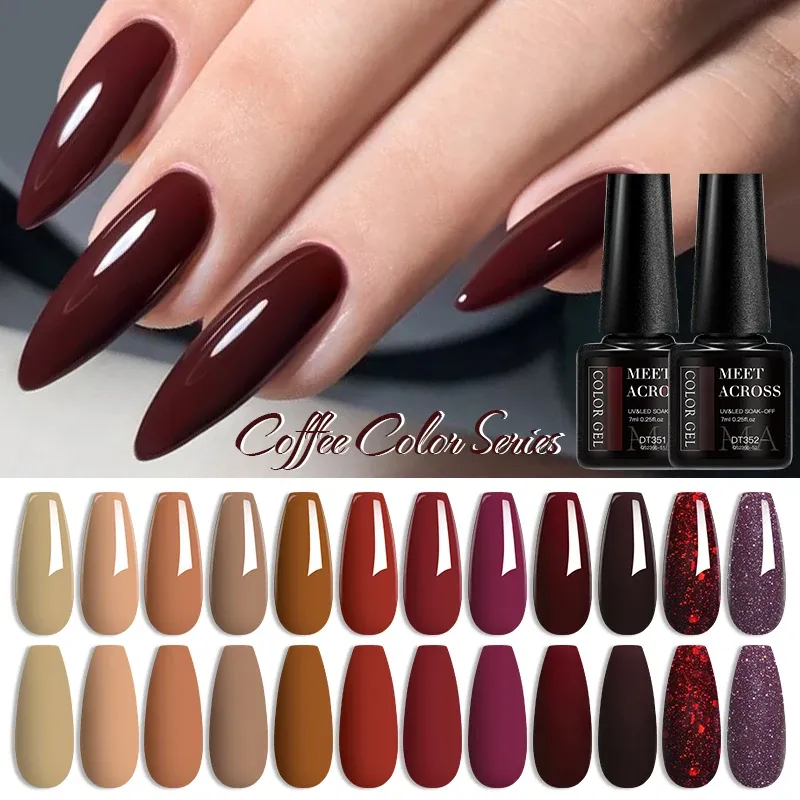 7 ml Kaffee Braun Gel Nagellack Herbst Winter Nail art Gel Lack Semi Permanent Nagel Liefert DIY Maniküre Halloween nägel