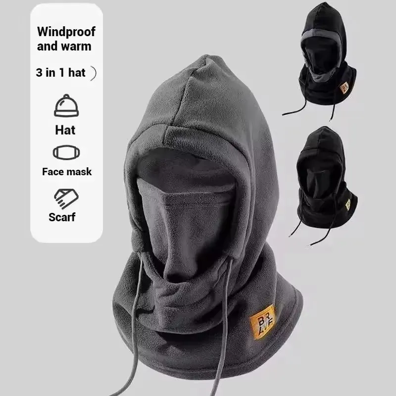 Warme Wintermütze mit Maske und Nackenwärmer, 3-in-1, winddichte Sturmhaube für Damen und Herren, maskierte Mütze, Radfahren, Schutz bei kaltem Wetter