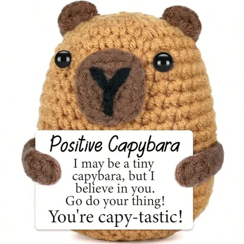 Handgefertigtes Capybara-Plüschornament, mit einer inspirierenden Karte geliefert, ein lustiges Geschenk für Freunde und Familie, süßes Design, plus ermutigende Worte, warm und süß! Weihnachtsstrumpf als Geschenk