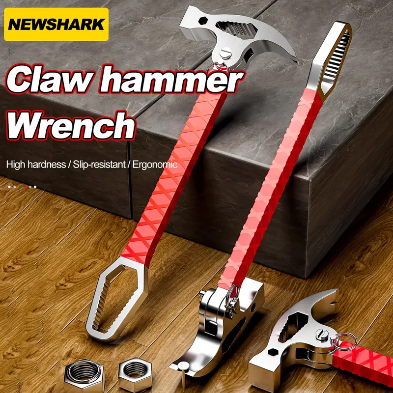 Multifunktionaler Hammerschlag für Schafhorn, universeller Schraubenschlüssel, Hebelstange, Nagellifting, Holzbearbeitungshammer, zusammenklappbarer Hammerschlaghammer für Schafhörner