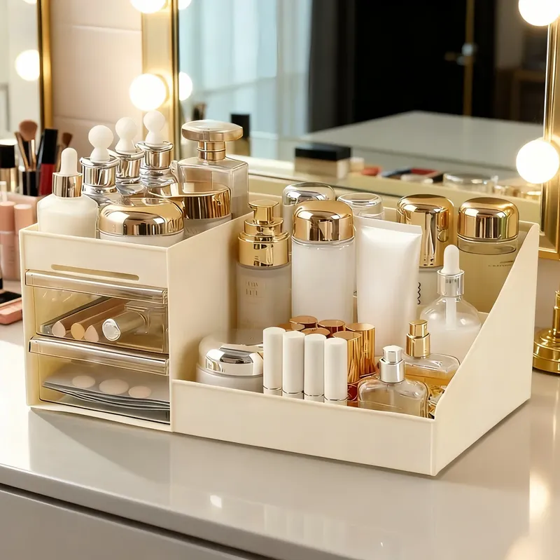 Make-up-Organizer mit Schubladen, Kosmetikaufbewahrung für Kommoden-Waschtisch und Badezimmer-Arbeitsplatte, Beauty-Halter für Lippenstift-Pinsel