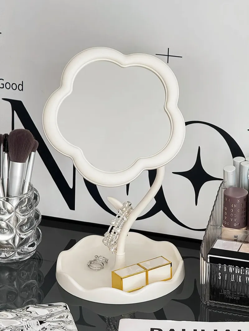 Niedlicher drehbarer Desktop-Make-up-Spiegel mit Sonnenblume, tragbarer Kosmetik-Kosmetikspiegel für Frauen und Mädchen, Schlafsaal-Geschenk