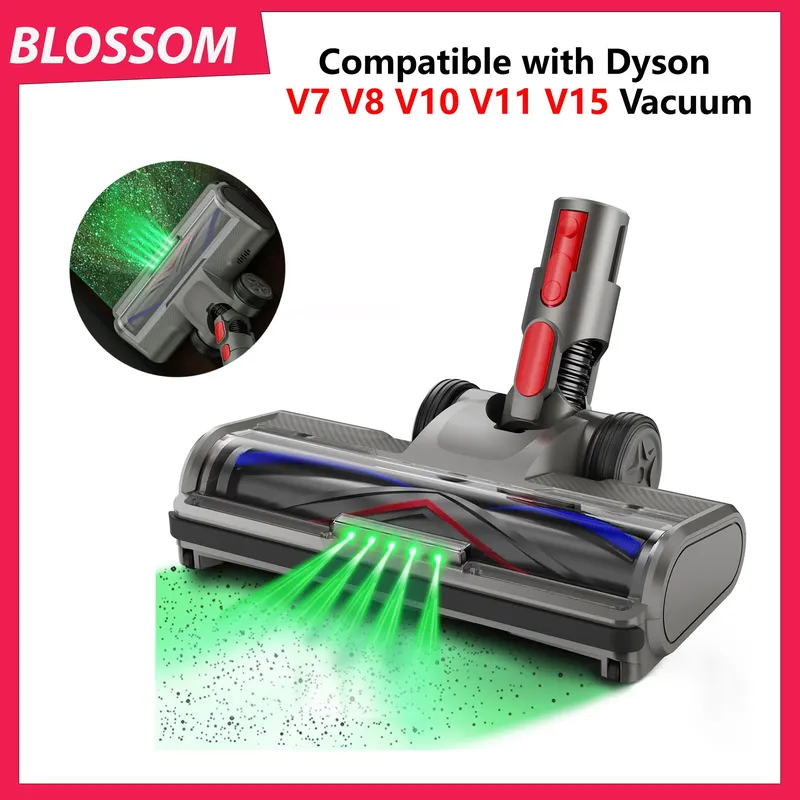 Blossom Rollbürstenkopf für Dyson V7 V8 V10 V11 V15 Kabelloser Staubsauger Ersatzteil mit LED-Beleuchtung