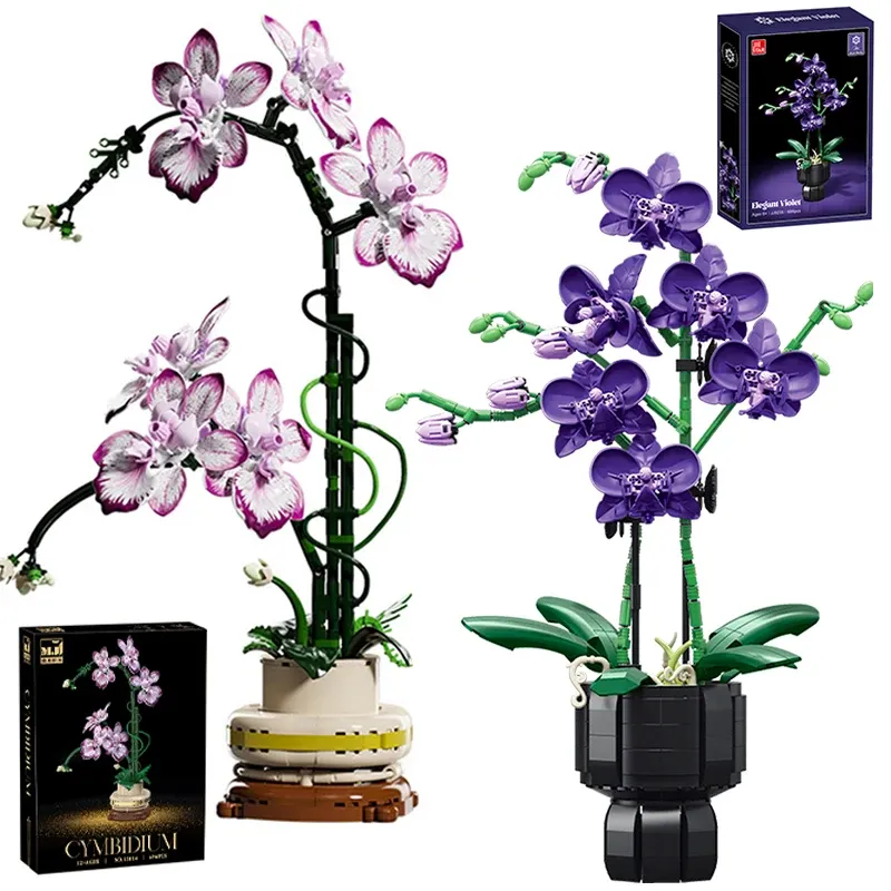 Kreative Orchidee Cymbidium Ewige Blumen Topfpflanze Bausteine Simulation Phalaenopsis DIY Ziegel Spielzeug Valentinstag Geschenk