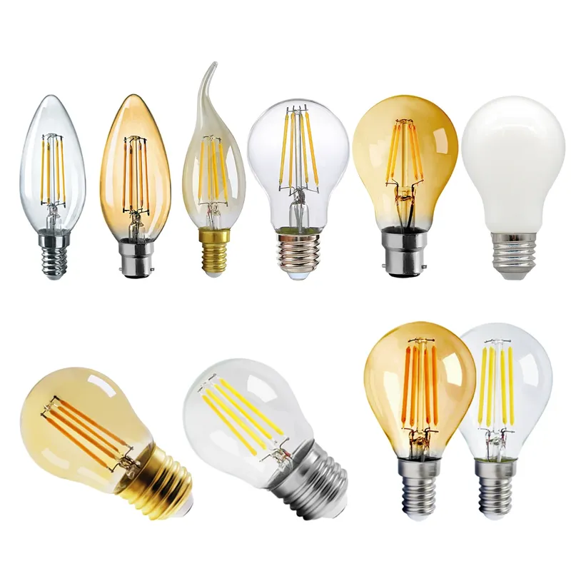 4PCS LED Retro Edison Glühbirne A60 G45 ST64 G80 G95 G125 E27 E14 B22 220V Vintage Ampulle Glühlampe Edison Glühlampe