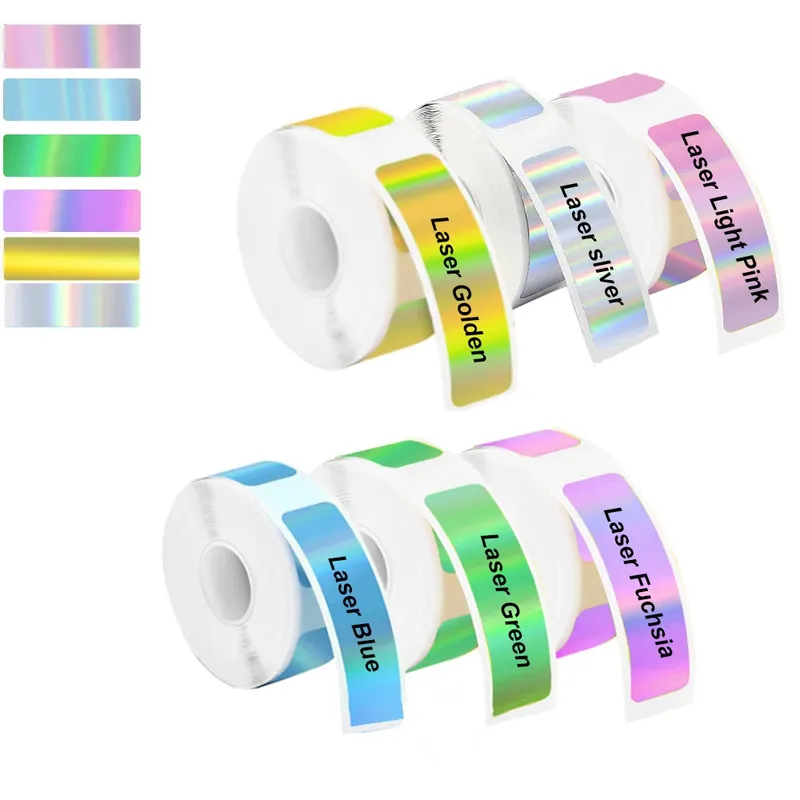 2 Rollen 12 * 40 mm holografischer Etikettenaufkleber für Marklife P15 P12 P11 D30 Q30S Etikettendrucker, wasserdichtes, selbstklebendes Thermopapier
