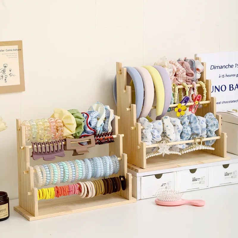1 Stück Massivholz 2-lagig/3-lagig/4-lagig/5-lagig Haarschmuck Desktop-Schmuckständer Geeignet für Haarseil und Reifen-Organizer