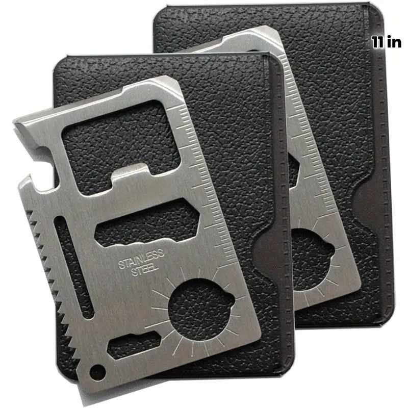 1/2 Stück Packung 11-in-1-Kreditkarten-Multitool, Brieftaschen-Überlebens-Taktikwerkzeug mit Messer, Flaschenöffner und mehr – Geschenk für Männer für Papa