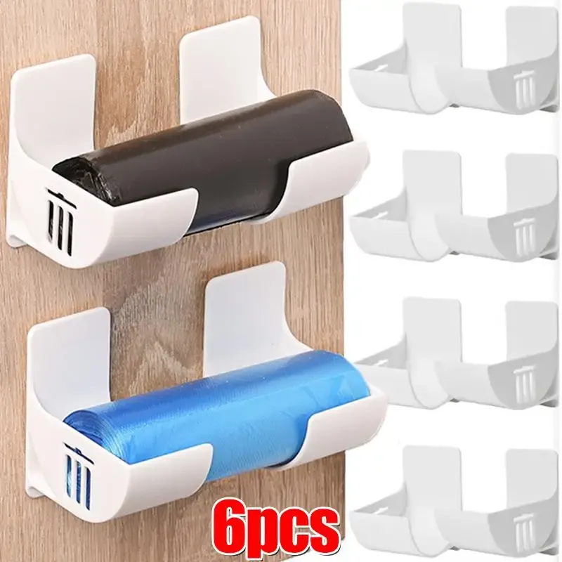 2/6PCS Wand Montiert Müll Taschen Halter Müll Tasche Lagerung Box Organizer Kunststoff Tasche Film Container Spender für Küche Regal