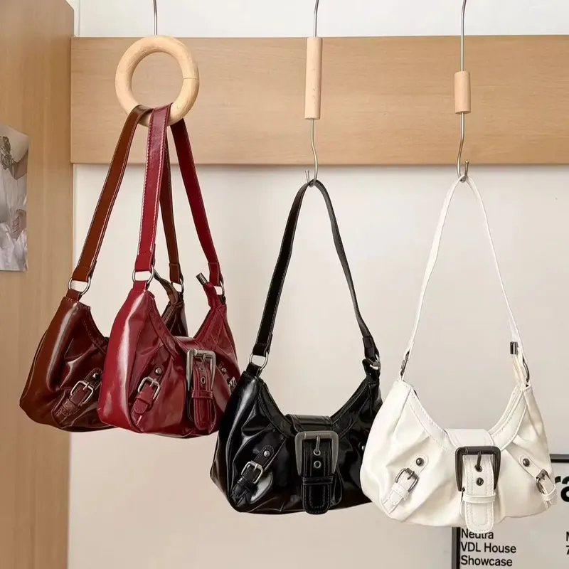 Y2K Retro Plissee Hobo Umhängetasche für Frauen Heißer Verkauf Maillard Stil Unterarm Tasche Clutch Handtaschen für Reisen Arbeit Einkaufen