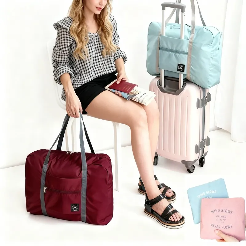 Faltbare Reisetasche für Flugzeuge, Handgepäcktasche für Damen und Mädchen, leicht, großes Fassungsvermögen, Sport, Wochenendausflug über Nacht