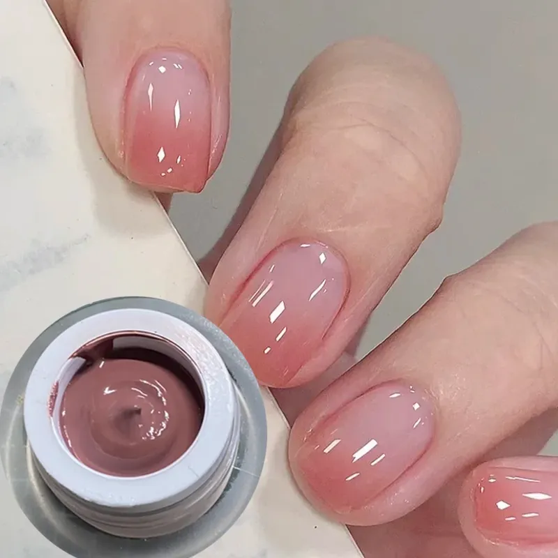 1 Box Pfirsichrosa Pat Painting Gel Nagellack Matte Textur Nagelkleber mit 1 Stück Luftkissen Soak Off UV LED Nagellack