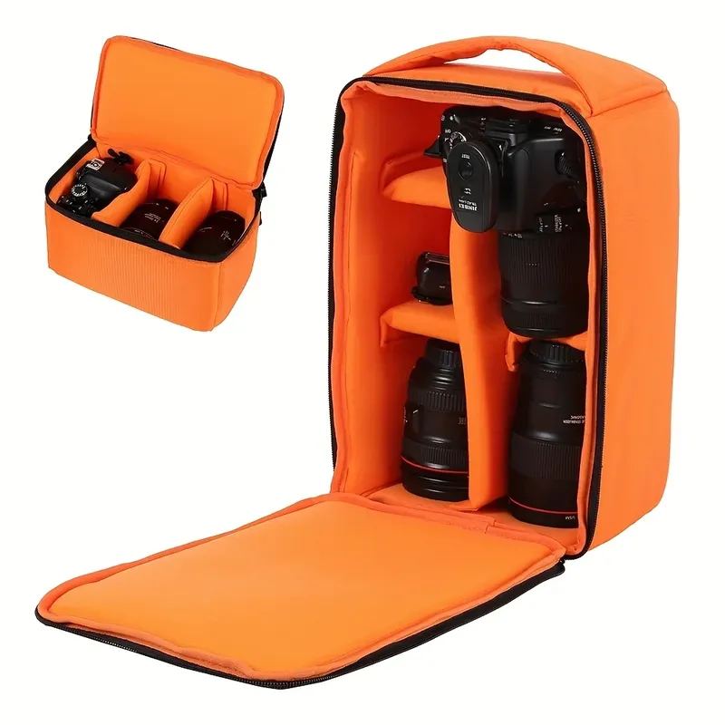 Kamera-Schutztasche, wasserdichte Objektivtasche, stoßfeste DSLR-SLR-Tragetasche für Sony, Canon, Nikon, Zubehör, Orange