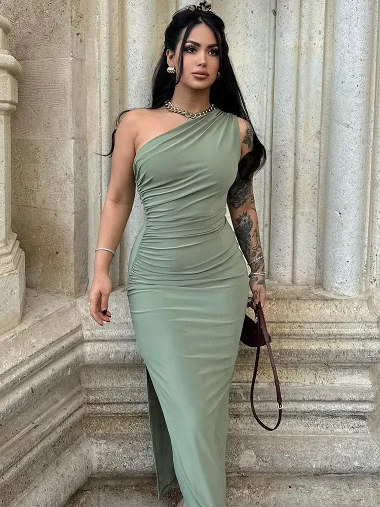 Sommer Damen Maxikleider Sexy Geschlitztes Modisches Ärmelloses Rückenfreies Schlankes Kleid Weibliche Lässige Streetwear Club Elegante Partykleider