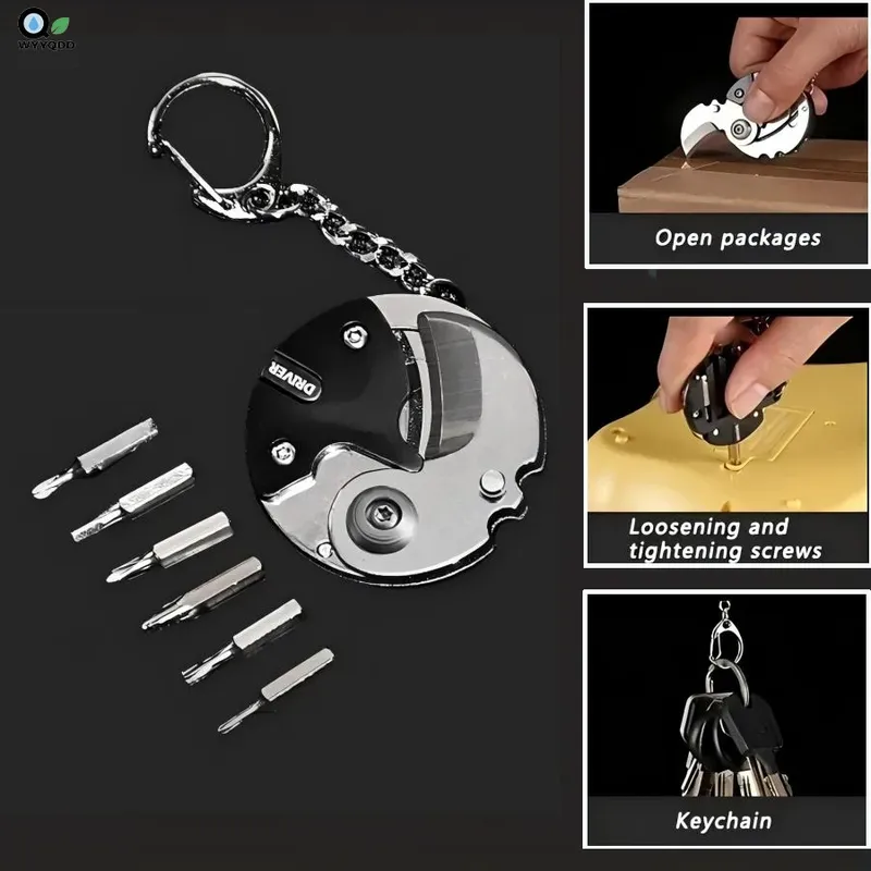 Multifunktionale Klapp Taschenmesser Outdoor Schraubendreher Mini Reparatur Werkzeug Anhänger Hals Schlüssel EDC Werkzeug Abnehmbare Obst Messer