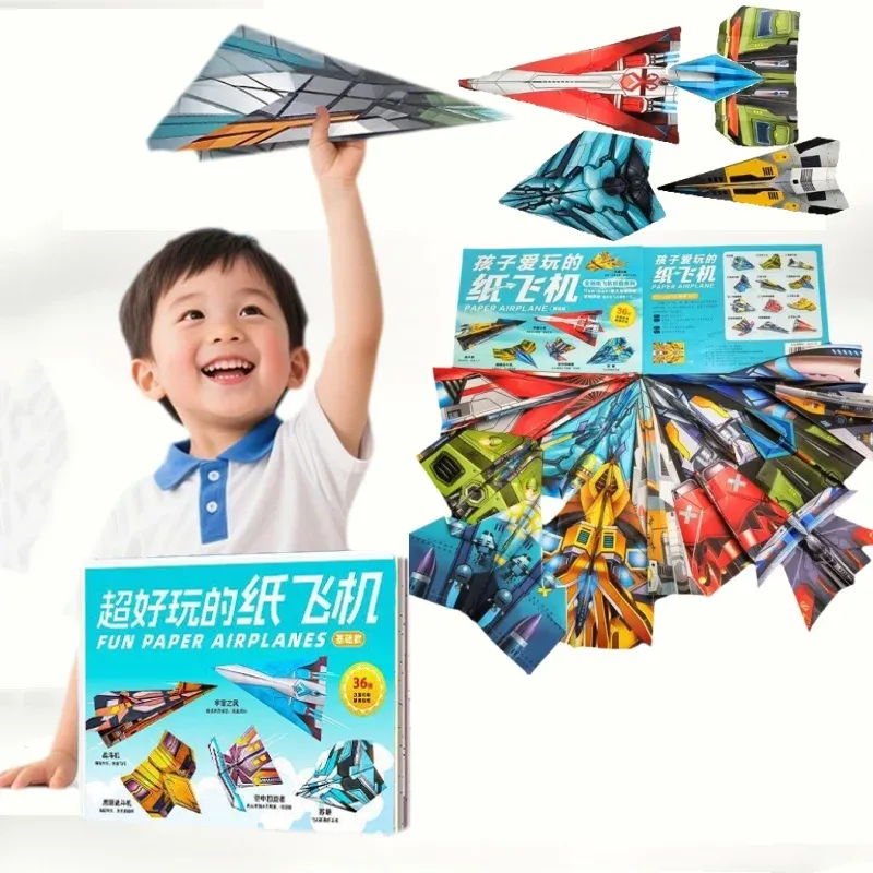 36Pcs DIY kinder Origami Flugzeug Eltern-kind-Vollfarbe Handgemachte Spielzeug Flugzeug Pädagogisches Spielzeug Hands-On Fähigkeit puzzle Spielzeug