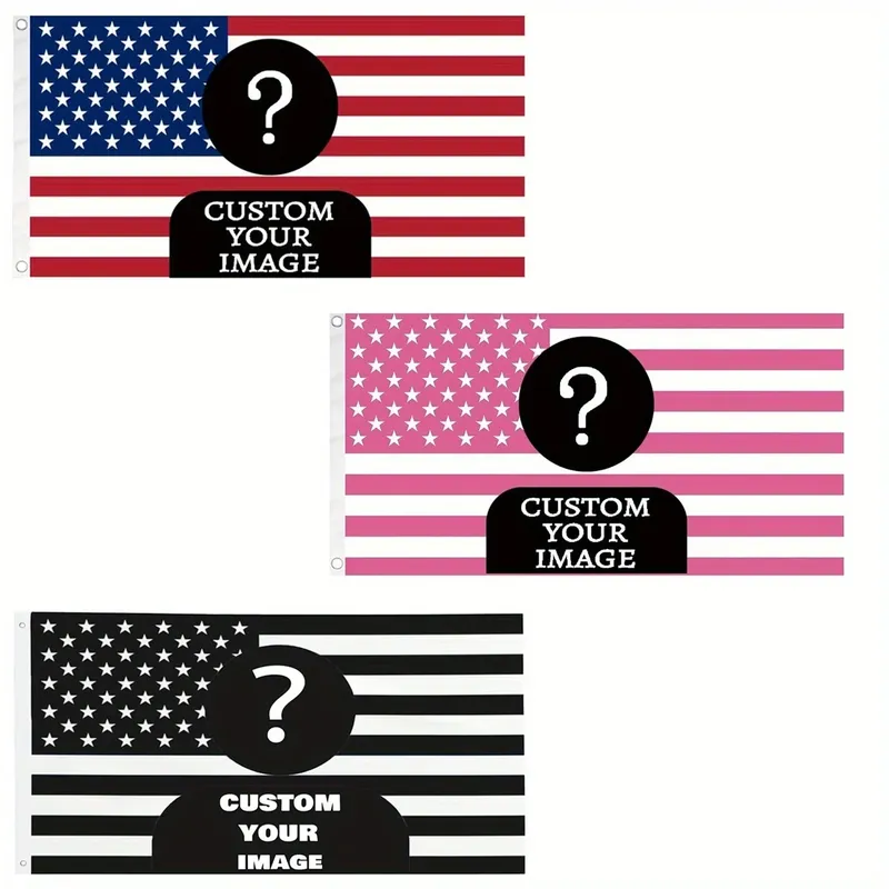 1 Stück individuelle klassische rosa/schwarze amerikanische Flagge, 90 x 150 cm – personalisierter Text und Logo, Wanddekoration für den Außenbereich, patriotische Gartendekoration