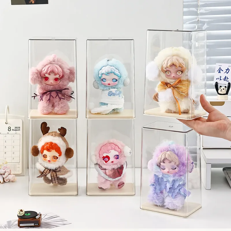 1 Stück transparente, staubdichte Labubu-Displaybox aus Acryl, Spielzeug-Sammel-Displaybox, Desktop-Organizer