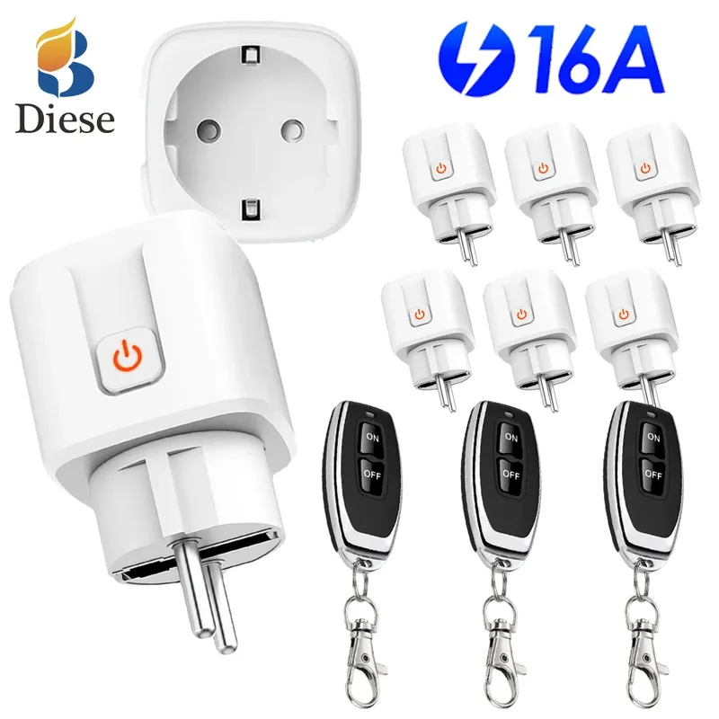 Drahtlose RF433 Smart home Fernbedienung Steckdose AC220v 16A EU FR Universal Stecker Fernbedienung EIN AUS Elektrische für Beleuchtung fan tv