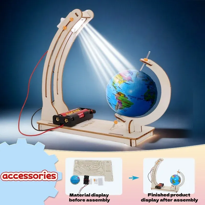 DIY Erde Modell Tag Nacht Zyklus Wissenschaft Kit STEM Pädagogische Globus Spielzeug für Kinder Klassenzimmer Physik Lernen Holz Handgemachte Spielzeug