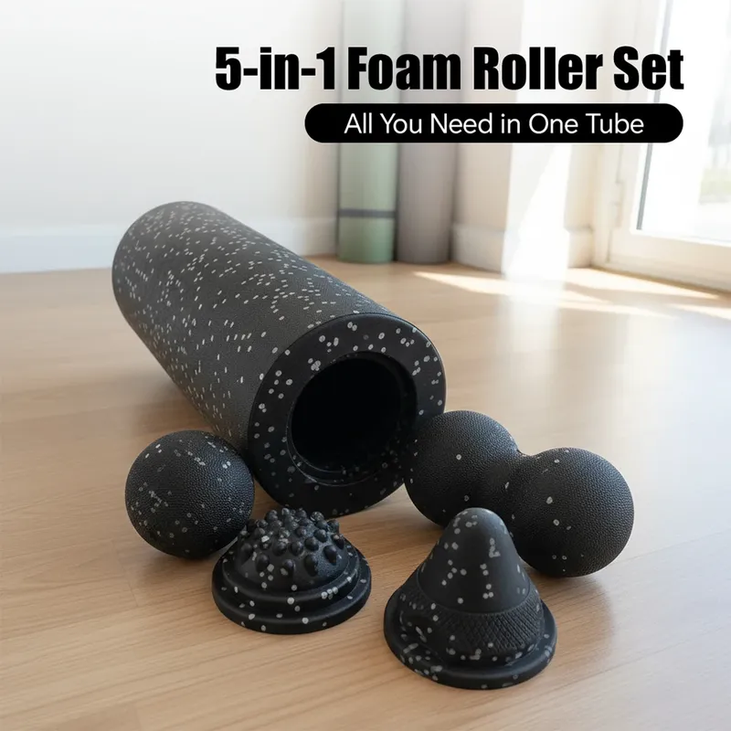 5-in-1-Faszienroller-Set, Muskelregenerationsset, vibrierender Schaumstoffroller und Erdnuss-Massageball für Yoga-Training am Rücken, Hals und Bein
