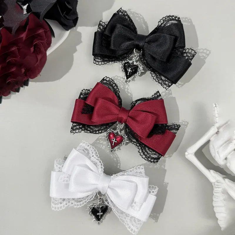 Gothic-Haarspange im Lolita-Stil, schwarze Schleife, modische Haarspangen für Mädchen, hochwertiger Kopfschmuck
