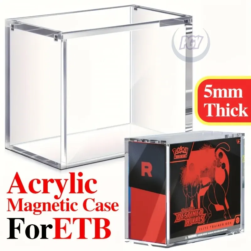 1/2 Stück Acryl-Magnet-Displaybox für ETB-Sammlerstücke, staubdicht, stapelbar, transparent, Kartenhalter, transparente Schutzhülle