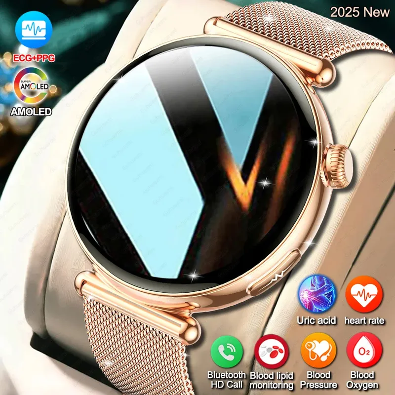 Frauen Smartwatch 1,32 zoll AMOLED Bildschirm Anruf EKG Sport Uhr Blutdruck Micro körperliche untersuchung AI zifferblatt Frauen Smart Uhr