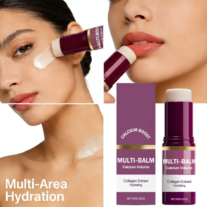 Calcium Multi Balm Stick Kollagen Feuchtigkeitspflege für Gesicht und Hals, tragbarer Hautpflegestift für Frauen, tägliche Feuchtigkeitspflege