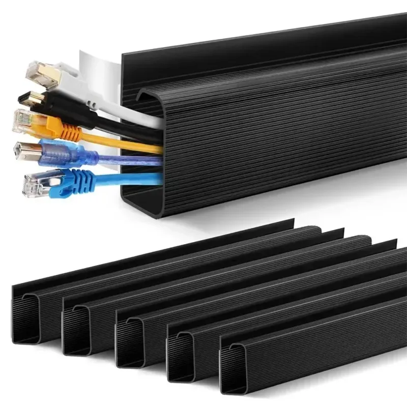 40cm PVC Schreibtisch-Kabelkanal Kabelmanagement Unter-Schreibtisch-Kabelkanal Kabelabdeckung Ohne Bohren für Heim- und Büro-Kabelorganisation