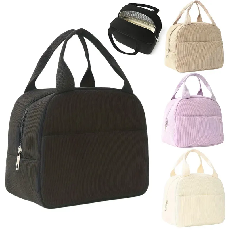 Wiederverwendbare, wĂ€rmeisolierte Bento-Tasche mit Stickerei, tragbare Cord-Lunch-Tasche fĂŒr Kinder, ideal fĂŒr die Arbeit in der Schule/Reisen - 6.63 EUR