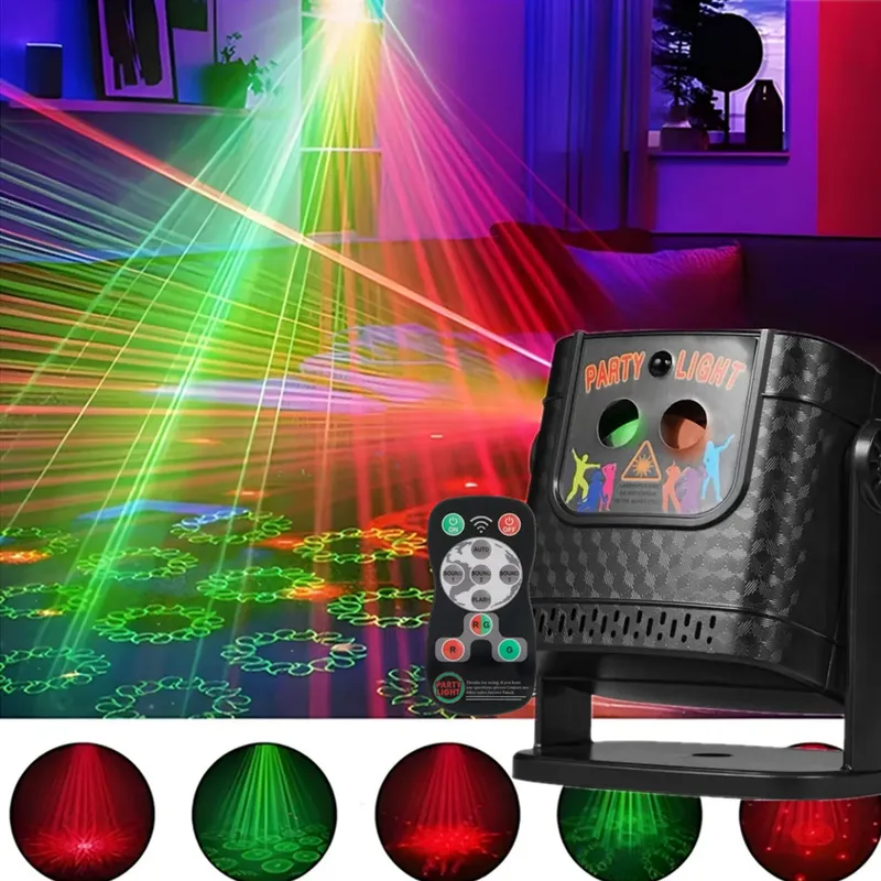 Partylichter, Mini-Projektor mit 60 Mustern, DJ-Disco-Bar-LED-Lichter, Laser-Stroboskop, tragbare Familien-Camping-Bühnenlampenshow